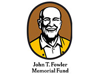 John T. Fowler Memorial Fund Logo with Illustration of Man's Headshot, in a Yellow Shirt